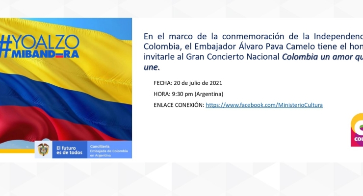 La Embajada de Colombia en Argentina invita al Gran Concierto Nacional Colombia un amor que nos une